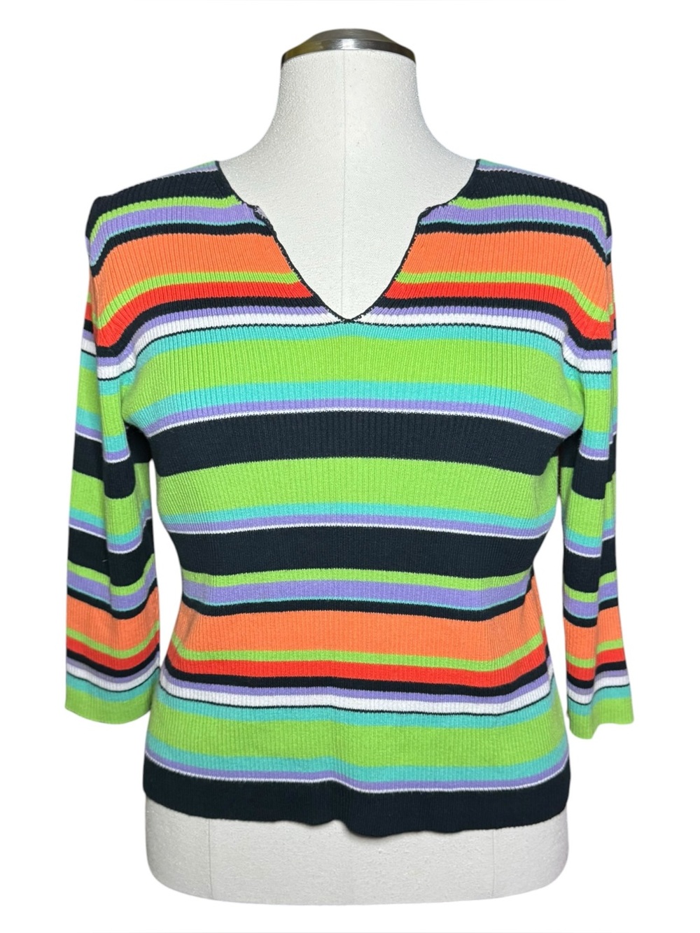Lucia Burns Colorful Stripe Vintage Fall Top